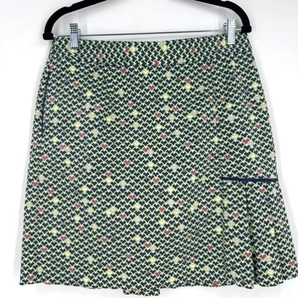 Peter Millar Retro 70's Print Golf Tennis Skirt Skort Size 8 Green Pickleball - Picture 1 of 12